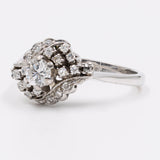 Anello vintage in oro bianco 18k con diamanti (0,53ctw), anni '60