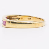 Anello vintage in oro 14k con rubini e diamanti