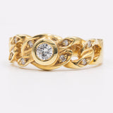 Anello vintage in oro giallo 14K con diamanti (0.16ctw ca.), anni '70