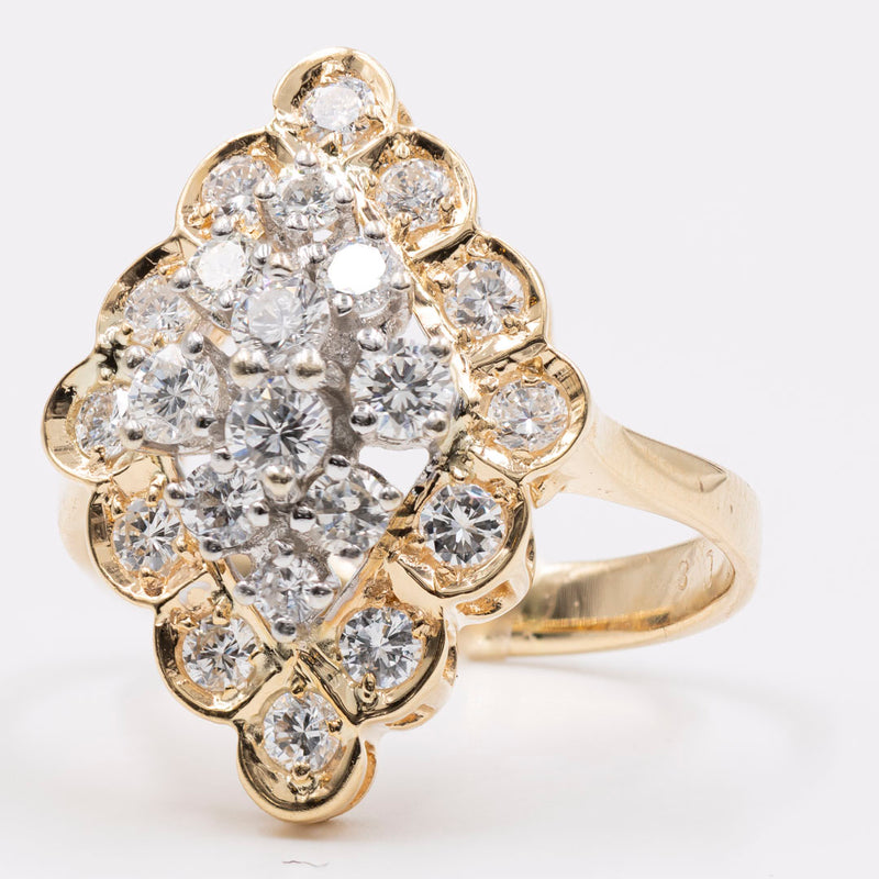 Anello vintage in oro bicolore 14k con diamanti (0,70ctw), anni '70