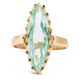 Anello vintage da cocktail in oro giallo 18K con spinello sintetico verde, anni '70