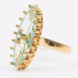Anello vintage da cocktail in oro giallo 18K con spinello sintetico verde, anni '70