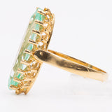 Anello vintage da cocktail in oro giallo 18K con spinello sintetico verde, anni '70