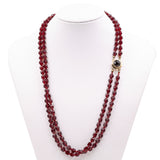 Vintage 14k yellow gold two-strand necklace with garnets, 60s/70s