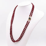 Vintage 14k yellow gold two-strand necklace with garnets, 60s/70s