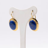 18k yellow gold earrings with lapis lazuli, 70s