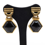 18k yellow gold earrings with onyx, 80s