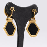Ohrringe aus 18 Karat Gelbgold mit Onyx, 80er Jahre