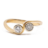 Contrarier-Ring aus 18 Karat Gelbgold mit zwei Diamanten (0,40 ctw), 70er Jahre