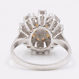 Винтажное кольцо из белого золота 0,50 карат с жемчугом и ромашкой из бриллиантов (14 карата), 60-е годы