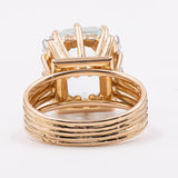 Винтажное кольцо из желтого золота 18 карат с аквамарином (около 3 карата) и бриллиантами (около 0.24 карат), 70-е годы
