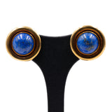 18k yellow gold earrings with lapis lazuli, 80s