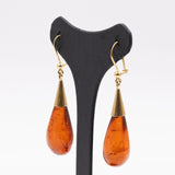 Vintage-Ohrringe aus 18-karätigem Gelbgold und Bernstein, 70er Jahre