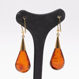 Vintage-Ohrringe aus 18-karätigem Gelbgold und Bernstein, 70er Jahre