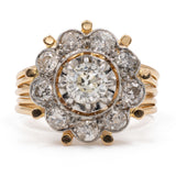 Винтажное кольцо «Маргаритка» из желтого золота 18 карат и платины с бриллиантами (1.34 карата), 40-е годы