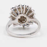 Винтажное кольцо с турбийоном из белого золота 14 карат с бриллиантами (0,55 карата) и сапфирами, 70-е годы