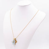 Vintage necklace with religious symbols in 18k yellow gold and glass paste