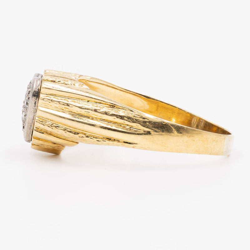 Anello vintage a cuore in oro giallo 18k con diamanti (0,08ctw), anni '70