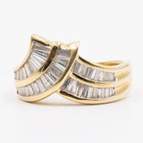 Винтажное кольцо из желтого золота 18 карат с бриллиантами конической огранки (1 карат), 70-е годы