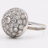 Винтажное куполообразное кольцо из белого золота 14 карат с бриллиантами (1,80 карата), 70-е годы
