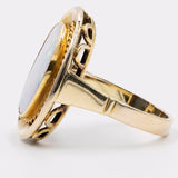 Винтажное кольцо с двойным опалом из желтого золота 14 карат, 70-е годы