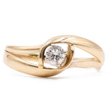 Vintage-Ring aus 14-karätigem Gelbgold mit Diamant (0,18 ct), 70er Jahre