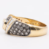 Anel de ouro bicolor com diamante em forma de coração (0,35 quilates) e brilhantes (0,95 quilates), década de 80