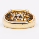 Two-tone gold ring with heart-shaped diamond (0,35ct) and brilliants (0,95ctw), 80s