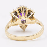 Vintage 14k yellow gold ring with amethyst (1,30ctw) and diamonds (0,18ct), 70s
