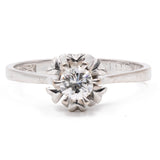 Vintage 14k white gold solitaire with diamond (0,25ct)