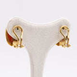 Vintage 18k yellow gold earrings with coral, 60s