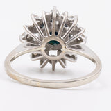 Vintage-Ring aus 18-karätigem Weißgold mit Saphir (1,40 ct) und Diamanten (0,16 ctw), 60er Jahre