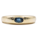 Винтажное кольцо из желтого золота 14 карат с сапфиром овальной огранки