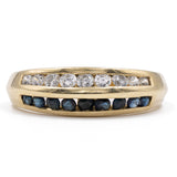 Vintage 8K yellow gold ring with sapphires and white stones