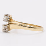 Vintage Contrarié ring in 14k yellow gold with diamonds (0,34ct), 70s