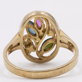 Винтажное кольцо из золота 8 карат с рубинами, сапфирами и бриллиантами.