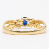 Vintage 18k yellow gold ring with sapphire and diamonds, 70s