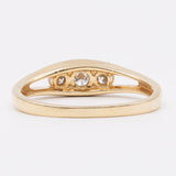 Vintage 14K yellow gold trilogy ring with diamonds (approx. 0.30ctw), 70s