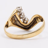 Vintage 18k yellow gold ring with three diamonds (0,24ctw), 70s