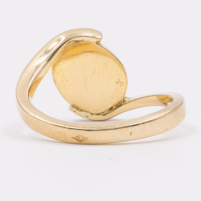 Anello vintage in oro giallo 18k con zaffiro nero stellato, anni '70
