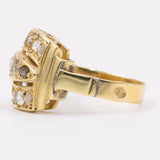 Anello vintage in oro giallo 18k con diamanti taglio rosetta, anni '50