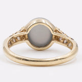 Anello in oro giallo 9k con calcedonio e quarzi fumé
