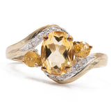 Vintage-Ring aus 9-karätigem Gelbgold mit Heliodorus (1 Karat) und Diamanten, 2002