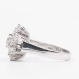 Anello vintage a fiocco di neve in oro bianco 14K con diamanti (1.50ctw ca.), anni '70