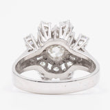Anello vintage a fiocco di neve in oro bianco 14K con diamanti (1.50ctw ca.), anni '70