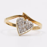 Bague coeur diamant vintage en or jaune 14 carats (0,10 ct)