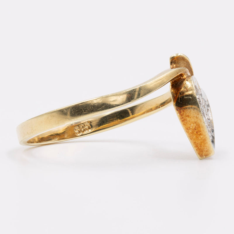 Anello vintage a cuore  in oro giallo 14k con diamanti (0,10ctw)