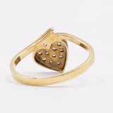 Bague coeur diamant vintage en or jaune 14 carats (0,10 ct)
