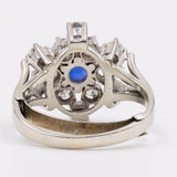 Vintage-Ring aus 18-karätigem Weißgold mit Saphir (0,50 ct) und Diamanten (0.65 ctw), 60er Jahre