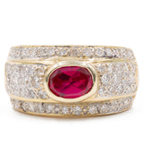 VINTAGE-BANDRING AUS 18K GELBGOLD MIT RUBIN (CA. 1.40 KT.) UND DIAMANTEN IM BRILLANTSCHLIFF (CA. 1 KT.), 70er/80er Jahre